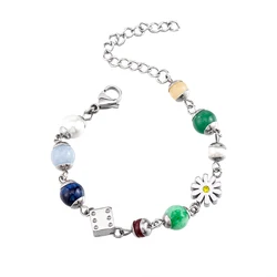 Colorful Personality Fashion Stainless Steel Dice Daisy Bracelet Beaded Bangles For Men And Women As Best Gift