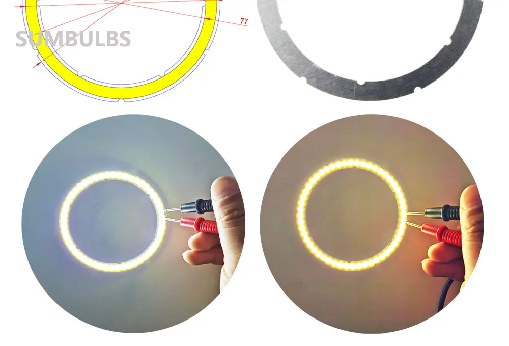 2W-12W Angel Eyes LED COB Light Source Annual Shape 12V DC 20mm-120mm COB Ring LED Cold Warm White Light Source for DIY Bulb