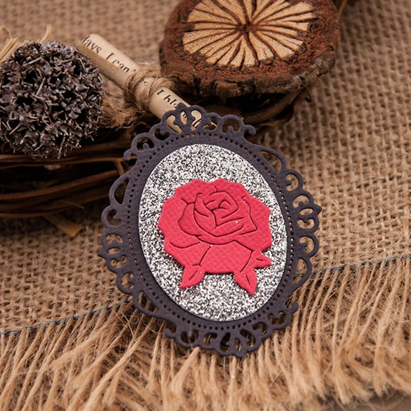 Lace Oval Frame Metal Die Cut Rose Steel Scrapbook Cutting Dies New 2020 for Card Making Home Party Decoration