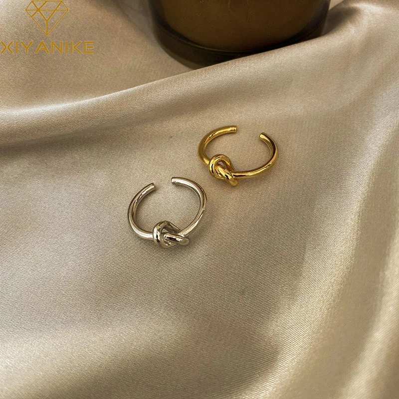 XIYANIKE Silver Color  Knotted Thin Ring Female Open Couple Simple Temperament Hand Jewelry Accessories Prevent Allergy