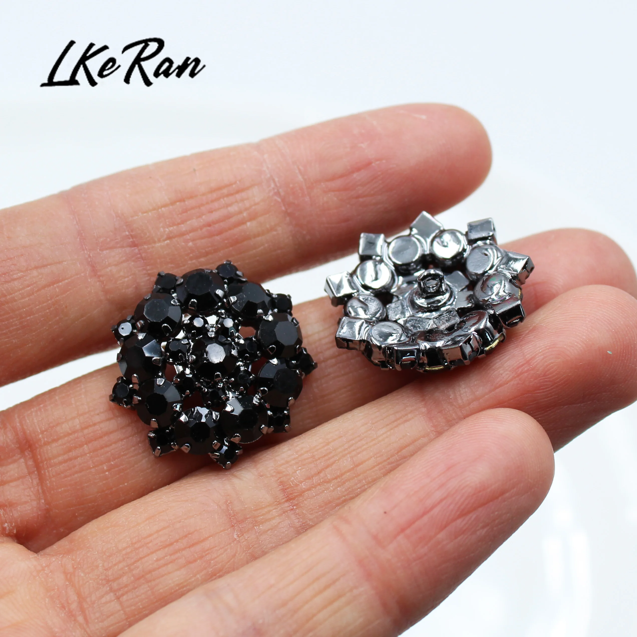 NEW 10Pcs 22MM All Black metal Rhinestone Buttons Shank Diamante Accessories DIY for Wedding Decoration Sewing Clothing Buttons