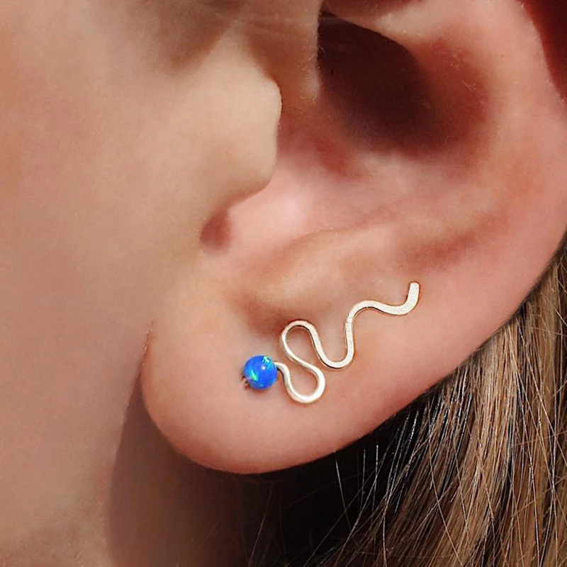 Gold Filled Ear Cuff Ear Climber Opal Earrings Handmade Jewelry 925 Silver Jewelry Oorbellen Minimalist Piercing Earrings