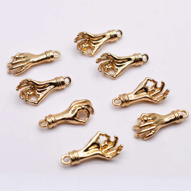 High-quality Metal Alloy Gold Color Charms OK Hand Charms Pendants For Jewelry Making Findings DIY Necklace Bracelet Accessaries