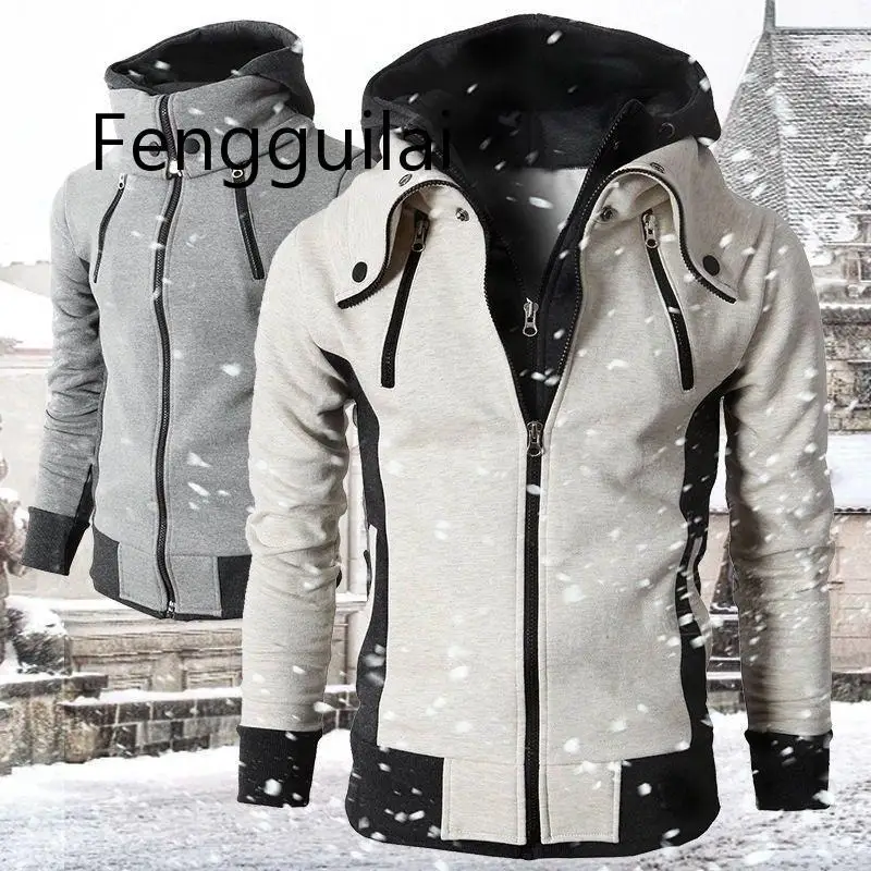 

FENGGUILAI 2020 Autumn Winter Men's Slim Warm Hooded Sweatshirt Hoodie Coat Top Jacket Outwear Fleeces