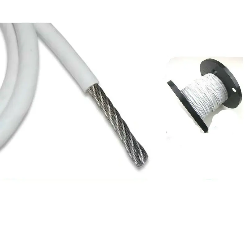 WHITE PVC Coated Flexible Soft Stainless Steel 304 Wire Rope Cable Clothesline Diameter 0.9mm 1mm 1.5mm 2mm 3mm