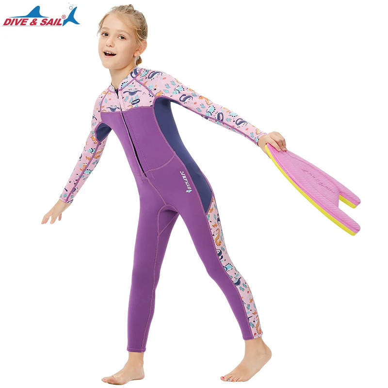 Trajes de baño de neopreno para niños y jóvenes, traje de surf completo de 2,5mm, mantiene el calor, con cremallera frontal, para natación, SUP UPF50 +