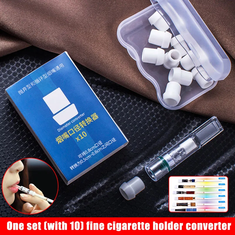 10pcs Tobacco Cigarette Filter Diameter Converter Disposable Cigarette Holder Case Dustproof Tube Reduce Tar Filtration Cleaning