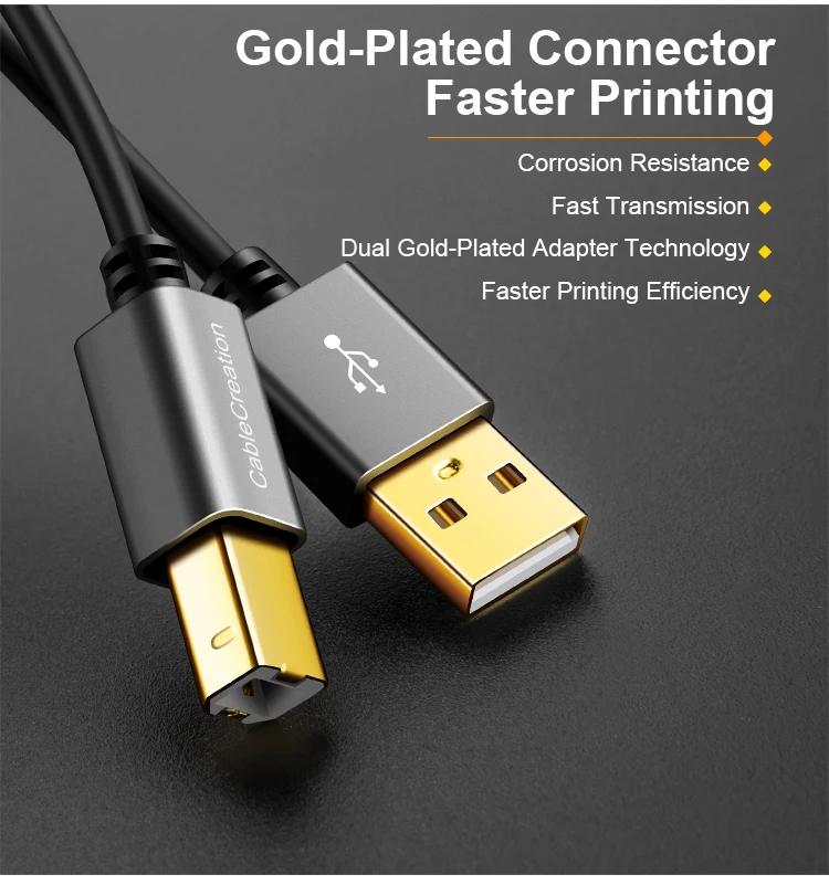 كابل طابعة USB عالي السرعة 2.0 A ذكر إلى B ذكر usb كابل بيانات الطابعة مزامنة الماسح الضوئي الحبل ل HP كانون Brother Epson Dell