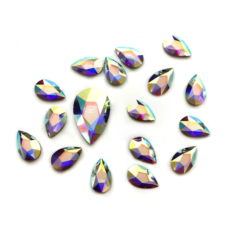 20pcs Glass Crystal Rhinestones 3D Drop Stones Nail Art Decoration Strass Polishing Charm Design Garment Accessories Jewelry