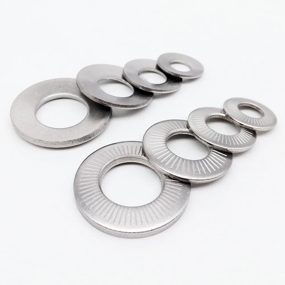 2/50 M3 M4 M5 M6 M8 M10 M12 M16 NFE25-511 A2 304 Edelstahl Scheibenfeder gezahnte Sicherungsscheibe konische gerändelte elastische Dichtung – Detail 2