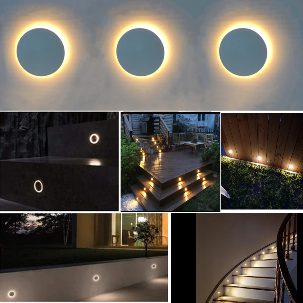 Wall Minimalism Recessed Light Indoor Outdoor Decorative Mounted LED Stair Step Porch Corridor Sconce Lighting 12-24V