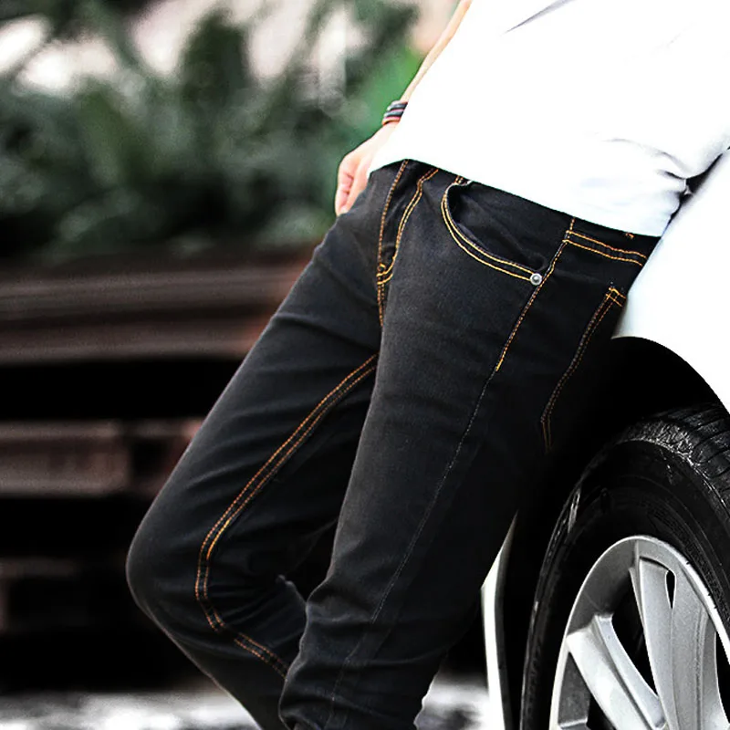 Wholesale 2021 Men's Fashion Thin Double Zipper Skinny Jeans Men Clothes for teenagers Boys Jeans streetwear Pants Men 28-34