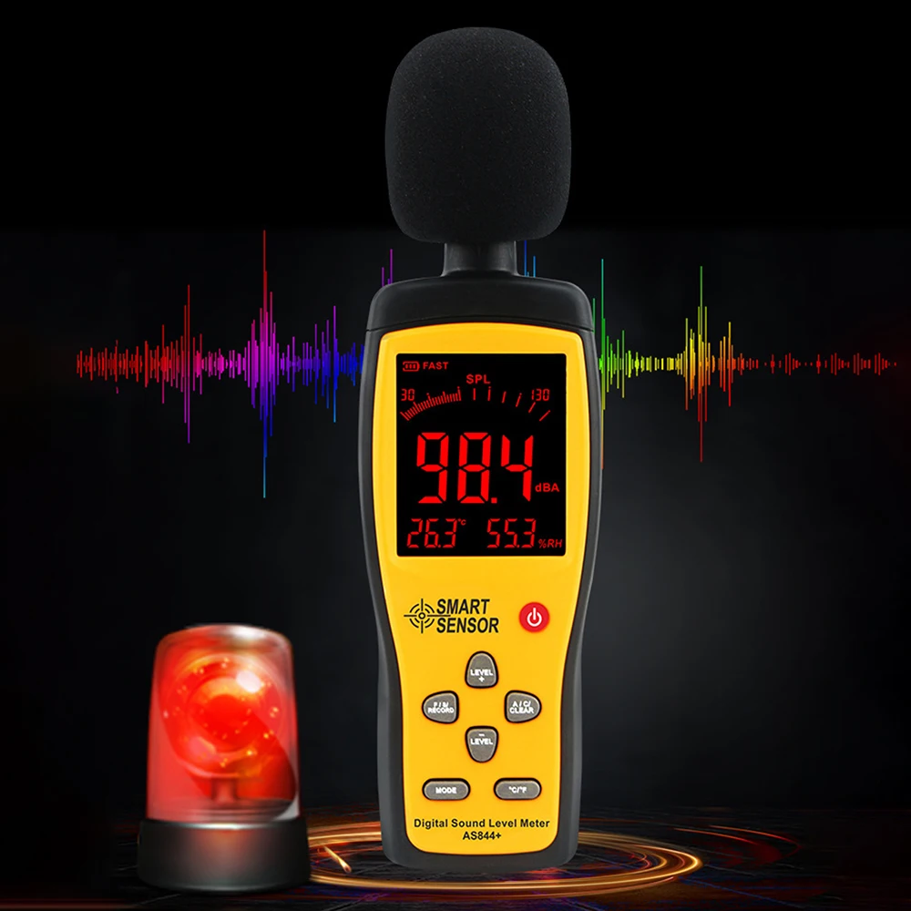 Digital LCD Display Sound Level Noise Meter 30-130dB Decibel Tester Audio/Volume Measuring Instrument Sound Level Meter AS844+