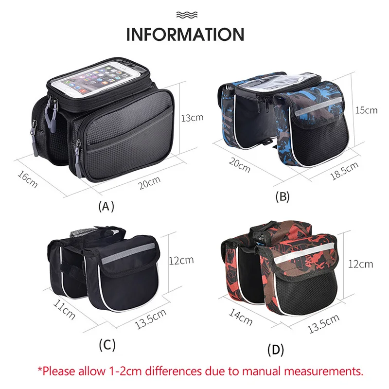 Rainproof Bicycle Bags Frame Front Tube Bike Phone Holder Bag Motorcycle Side Bags Panniers Cycling Accessories XA193TQ