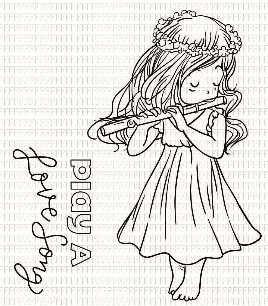 Played The Flute Girl Transparent Silicone Rubber Stamp And Metal Die Sheet Cling Scrapbooking DIY Cute Pattern Photo Album Lace