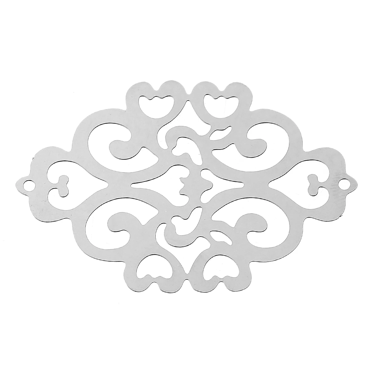 

DoreenBeads Filigree Stainless Steel Connectors Findings Findings Rhombus Silver Color Heart Hollow 49mm(1 7/8")x 33mm,1 Piece