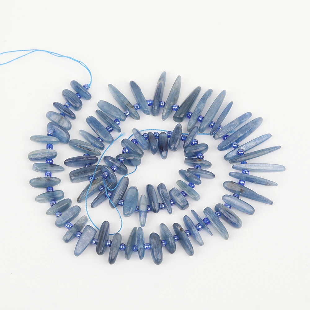 Approx 85pcs/strand,Natural Aquamarines Stick Point Loose Beads Jewelry,Top Drilled Stone Graduated Point Pendant Necklace DIY