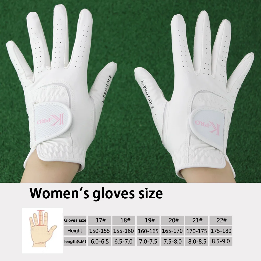 1Pair Women\'s Golf Gloves Microfiber Soft Fit Sport Grip Durable Gloves Anti-skid Breathable Sports Gloves