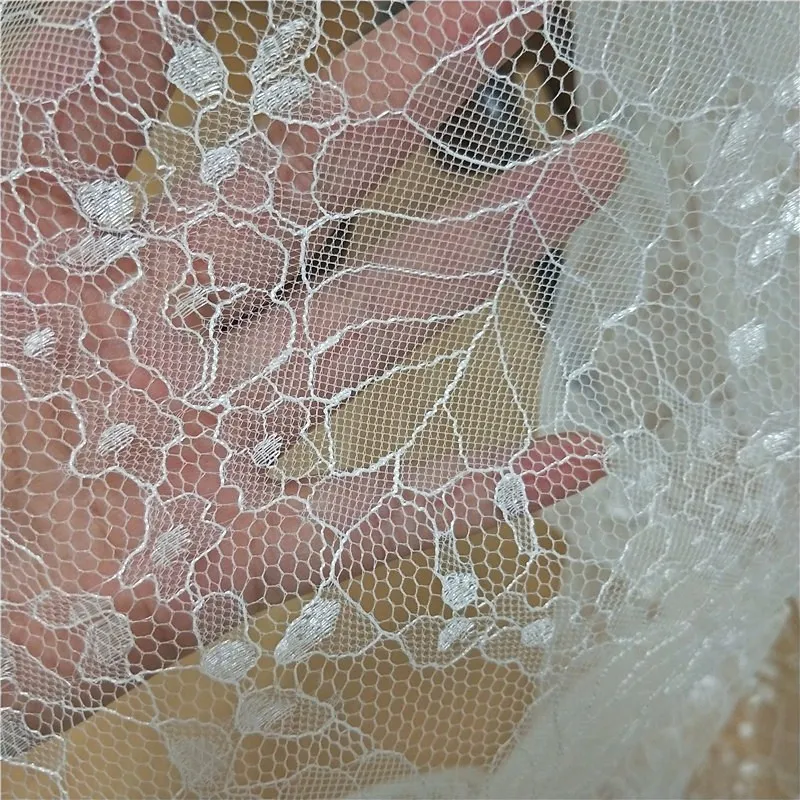 1meter hard French lace wedding dress fabric fabric super fairy and beautiful leaf applique headwear