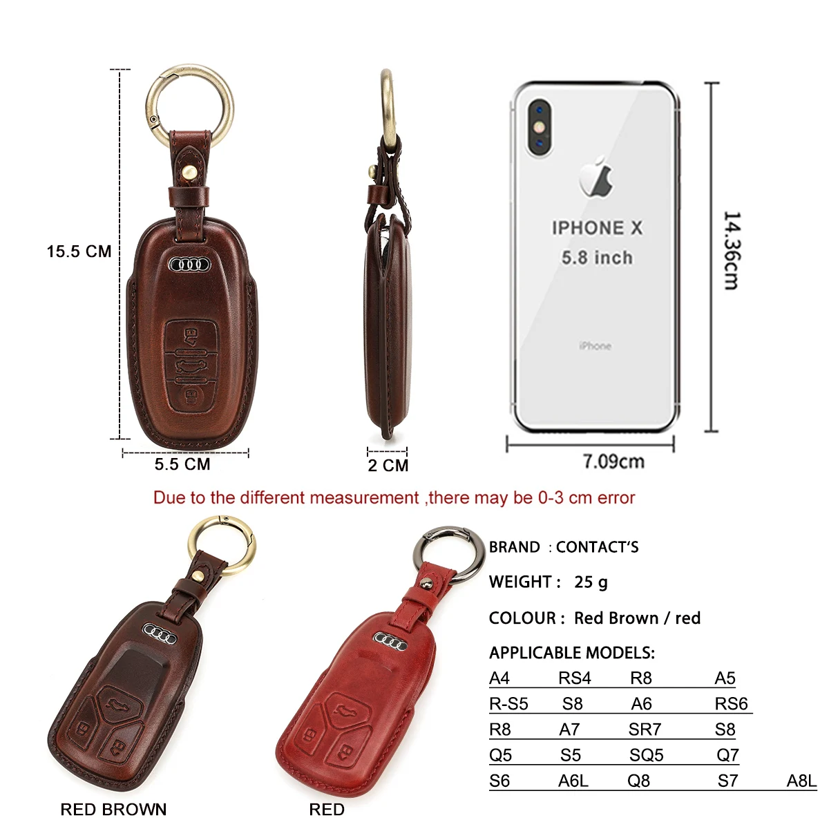 Funda de cuero auténtico para llave de coche, accesorio para Audi A4, A5, Q5, B9, A6, A7, S7, 4K, S8, Q7, Q8, SR7, R8, A6L, A8L