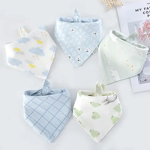 5 개/몫 아기 Bibs 삼각형 더블 코 튼 Bibs 만화 인쇄 타액 수건 아기 소년 소녀 먹이 앞치마 코 튼 두건 Bibs