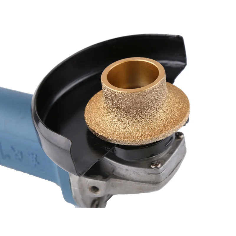 Bor 20Mm Dia 75Mm Vakum Brazing Profil Berlian Roda Gerinda Set Alat Roda Gerinda Abrasif Disket Berlian Tepi Demi-bullnose