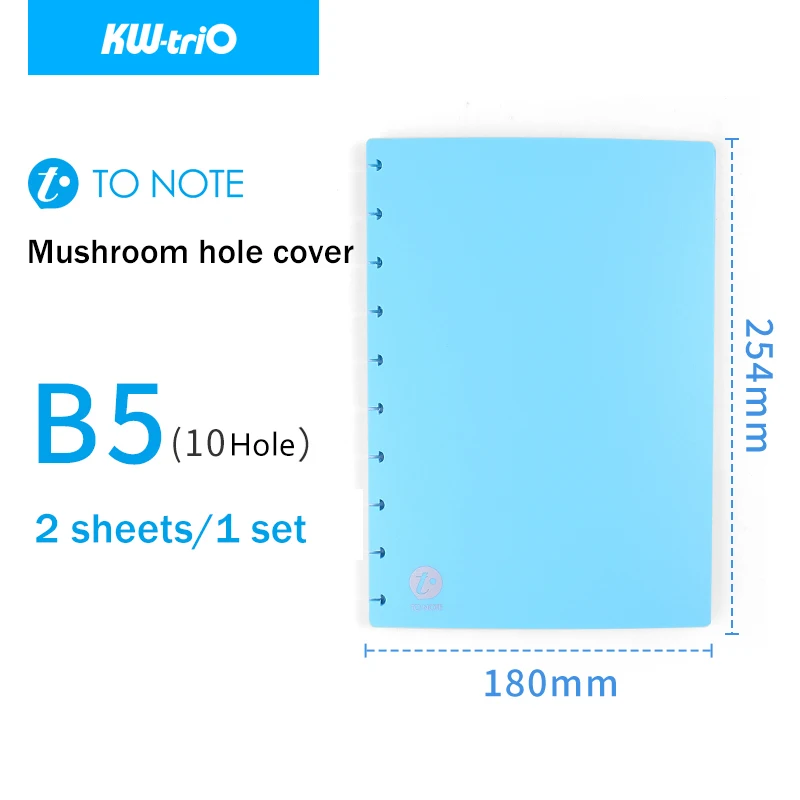 KW-triO A4/B5 Colour Notebook Cover Loose-leaf Binding Notebook Cover PP Binder Notepad Shell Mushroom Hole DIY Planner Supplies