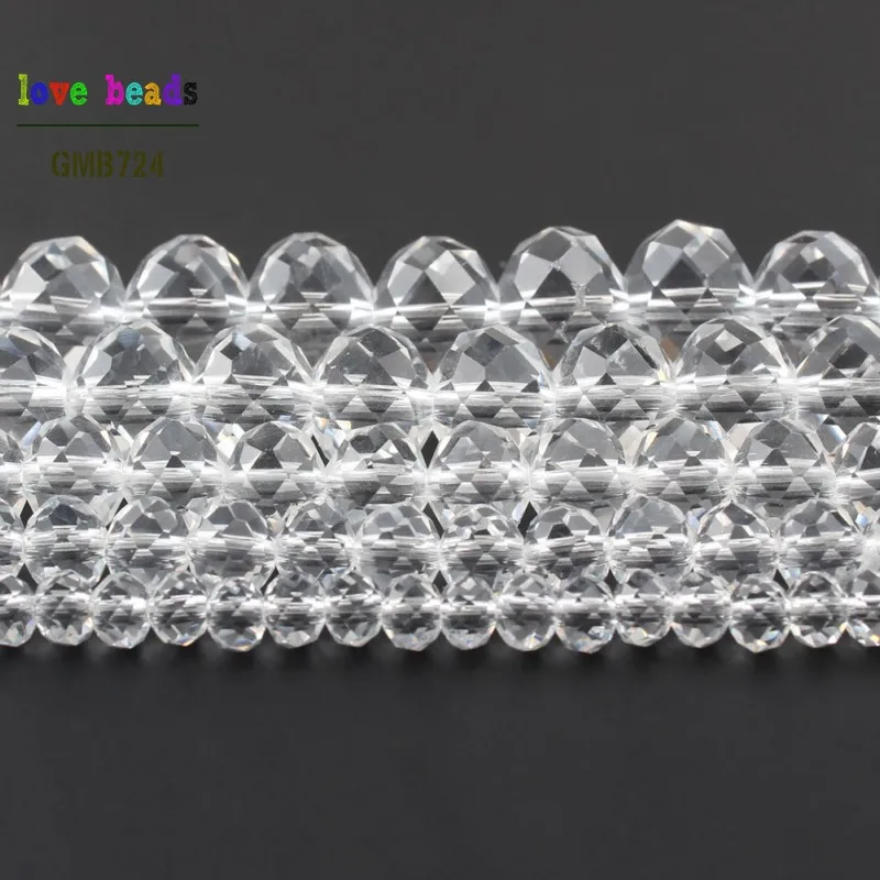 Wholesale Faceted Clear Glass Crystal Rondelle Spacer Beads 4/6/8/10/12/14mm Pick Siz For Jewelry Making