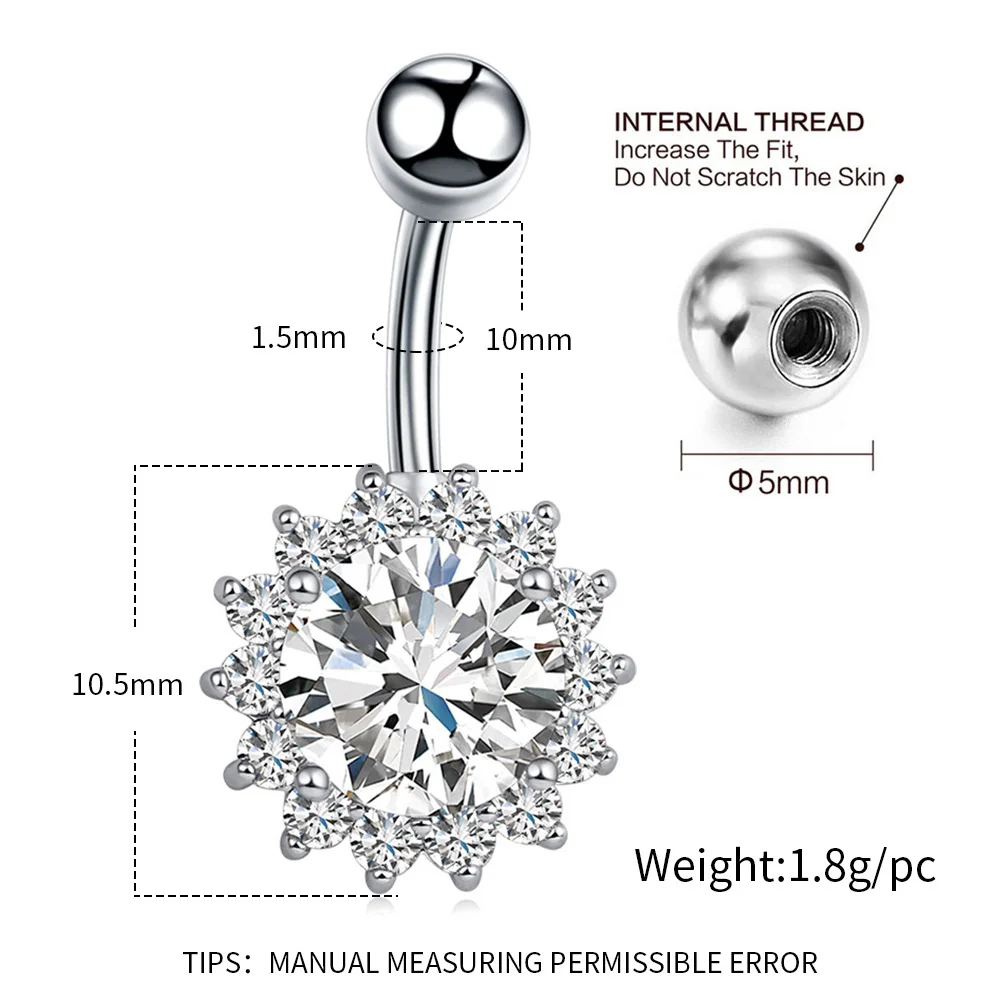 1Pc Surgical Steel Sexy Belly Button Rings Flower Heart Leaf Star Ombligo Nombril Ear Piercings Navel Ring Body Jewelry