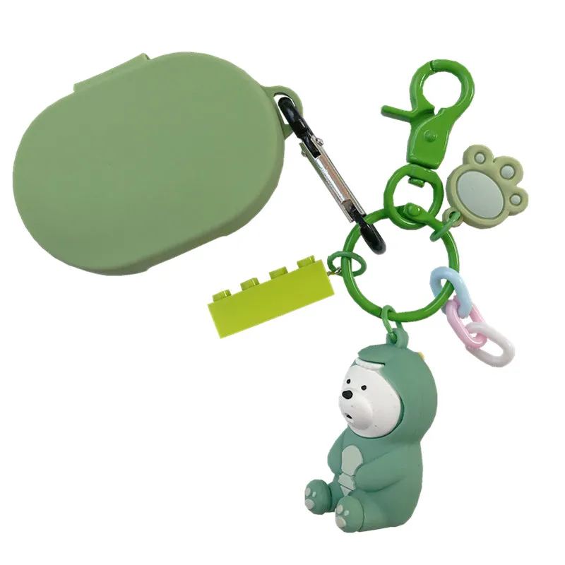 หมีน่ารักหูฟังสำหรับสีแดงMi Airdotsกรณีพวงกุญแจน่ารักกรอบป้องกันการ์ตูนน่ารักหมีสำหรับMi Airdotsหูฟังกรณี