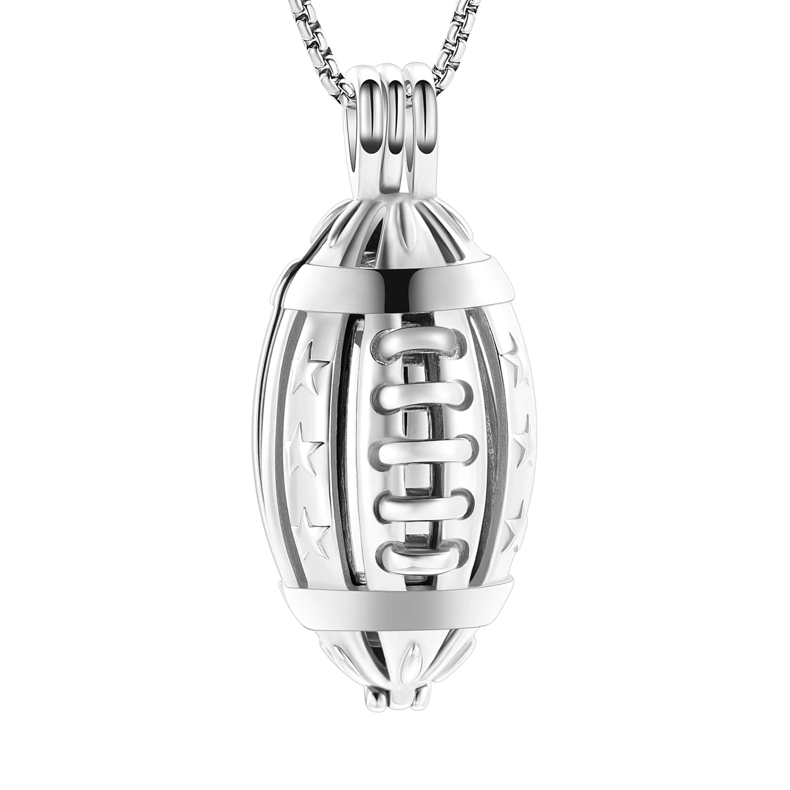 

Sport Memorial Pendant Most Popular Stainless Steel American Football Cremation Jewelry For Ashes Of Loved One Keepsake Necklace