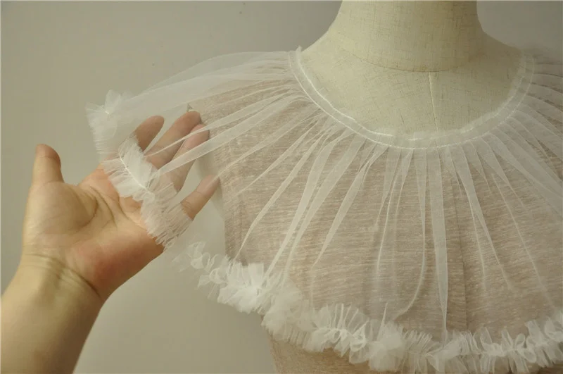 Mingli Tengda 17cm Wide Soft Dense Folds Tulle Poncho Yarn Skirt Lace Accessories Semi Finished Articles Wedding Dress Fabric