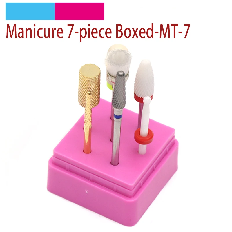 7pcs Tungsten Steel Nail Grinding Head Milling Manicure Cutter Pedicure Machine Sander Ceramics Drill Bit Device Electric Tool