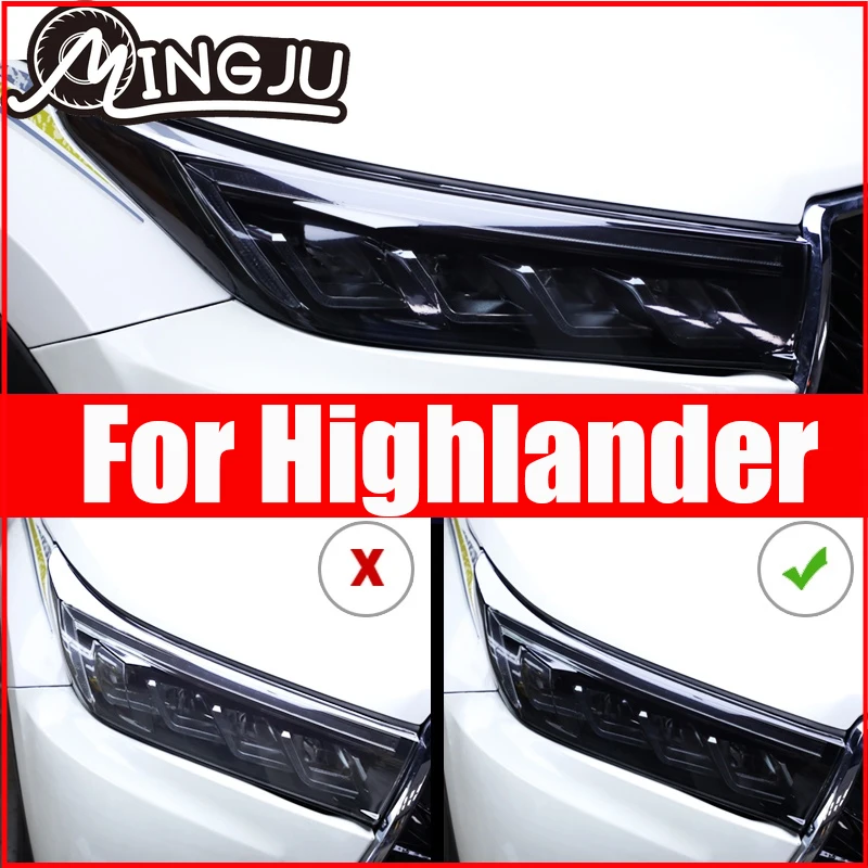 

For Toyota Highlander 2020 2019 2018 Car Goods Black Film Car Styling Headlight Protective Film Anti-scratch Sticker accessories