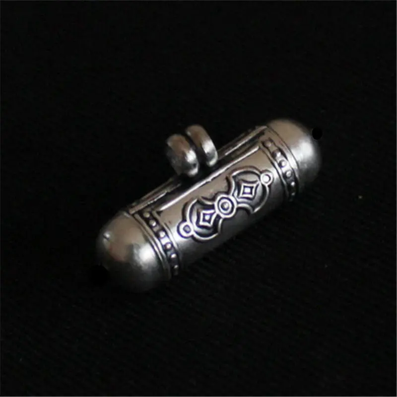 Tibetan OM Buddha Eye Dorje GAU Lovely Prayer Box Mini Cylinder Amulets Lockets 925 Silver T9040