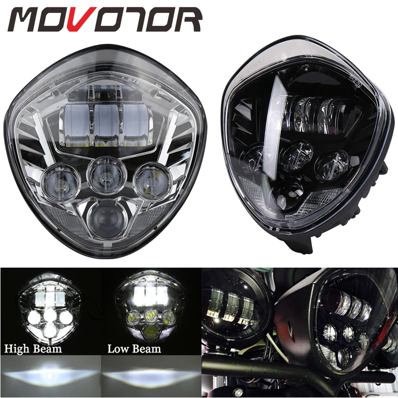 

MOVOTOR 1 Pcs Black LED Headlight With High Low Beam Compatible with 2012 2013 2014 2015 2016 Victory Cross Country Cruisers