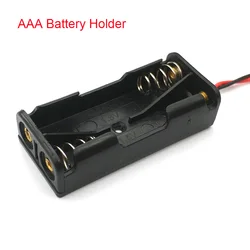 2 X AAA Battery Storage Case AAA Battery Box Black Plastic Battery Case Holder Wire 2 x 1.5V AAA