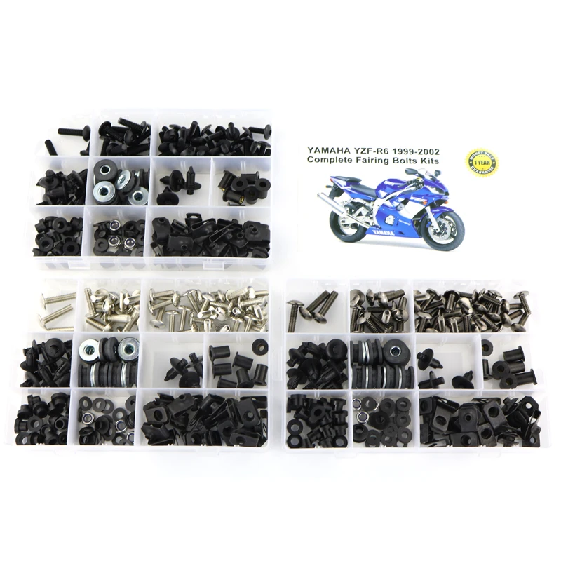 

Fit For Yamaha R6 Motorcycle Complete Full Fairing Bolts Kit Washer Fastener Bodywork Clips Steel YZF R6 YZF-R6 1999-2002 Black