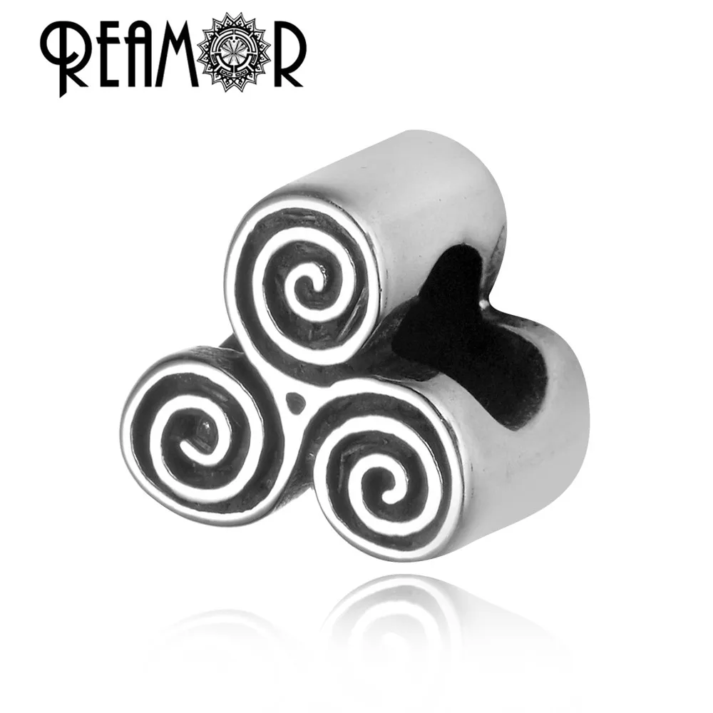 REAMOR SION-Breloques triquetra en acier inoxydable, Triple Helix & ingsSeries, perles européennes, bijoux à bricoler soi-même, exécutif