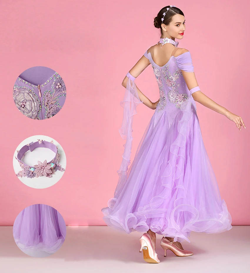 Elegant Purple Luxurious dress Ballroom Dance Dress Modern Dance Flamenco Waltz Dress Standard Practice Wear Competition Costume