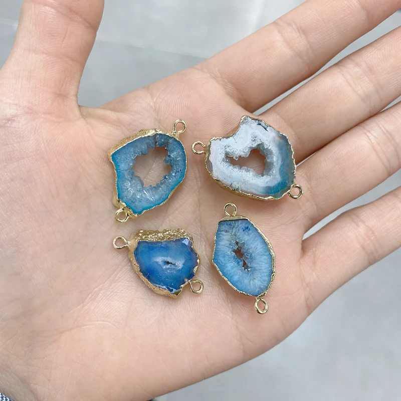 3Pcs/Lot Jewelry Findings Handmade Stone Beads Druzy Agate Connector For Bracelet Necklace Making