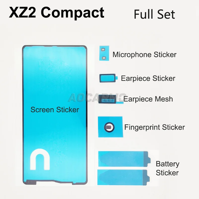 Aocarmo For Sony Xperia XZ2 Compact Mini XZ2C H8324 LCD Screen Display Adhesive Ear Speaker Mesh Battery Sticker Full Set