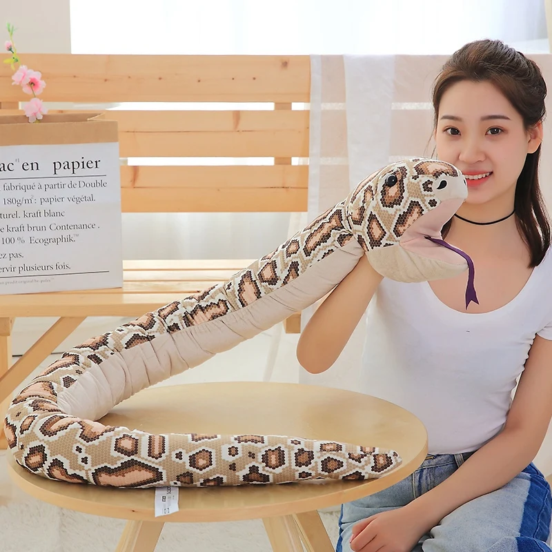 1Pcs 165cm Beauty and Snake Game Hand Puppet Plush Toys, Leopard Print Sexy Snake Plush Toys, Children Toys, Home Decoration, Gi