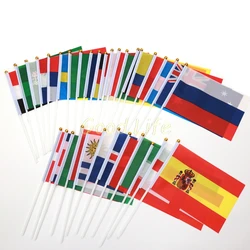 36pcs 204 EURO Cup Participating Countries Hand Flags With Poles Small bandeir Team banderas for Football Club Soccer Fans