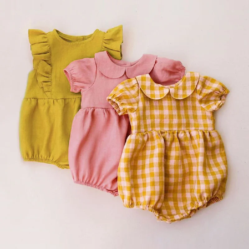 Summer Baby Girl Jumpsuits 0-18M Linen Cotton Newborn Baby Girl Romper Infant Jumpsuits Sunsuit Summer Clothes Outfits 0-18M