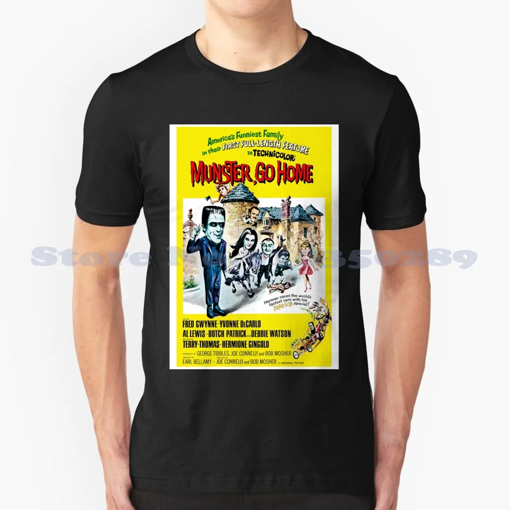 Munster Go Home ( 1966 ) Black White Gray Fashion Tshirt Movie Munster Go Home Munsters Herman Lily Eddie Grandpa Marilyn