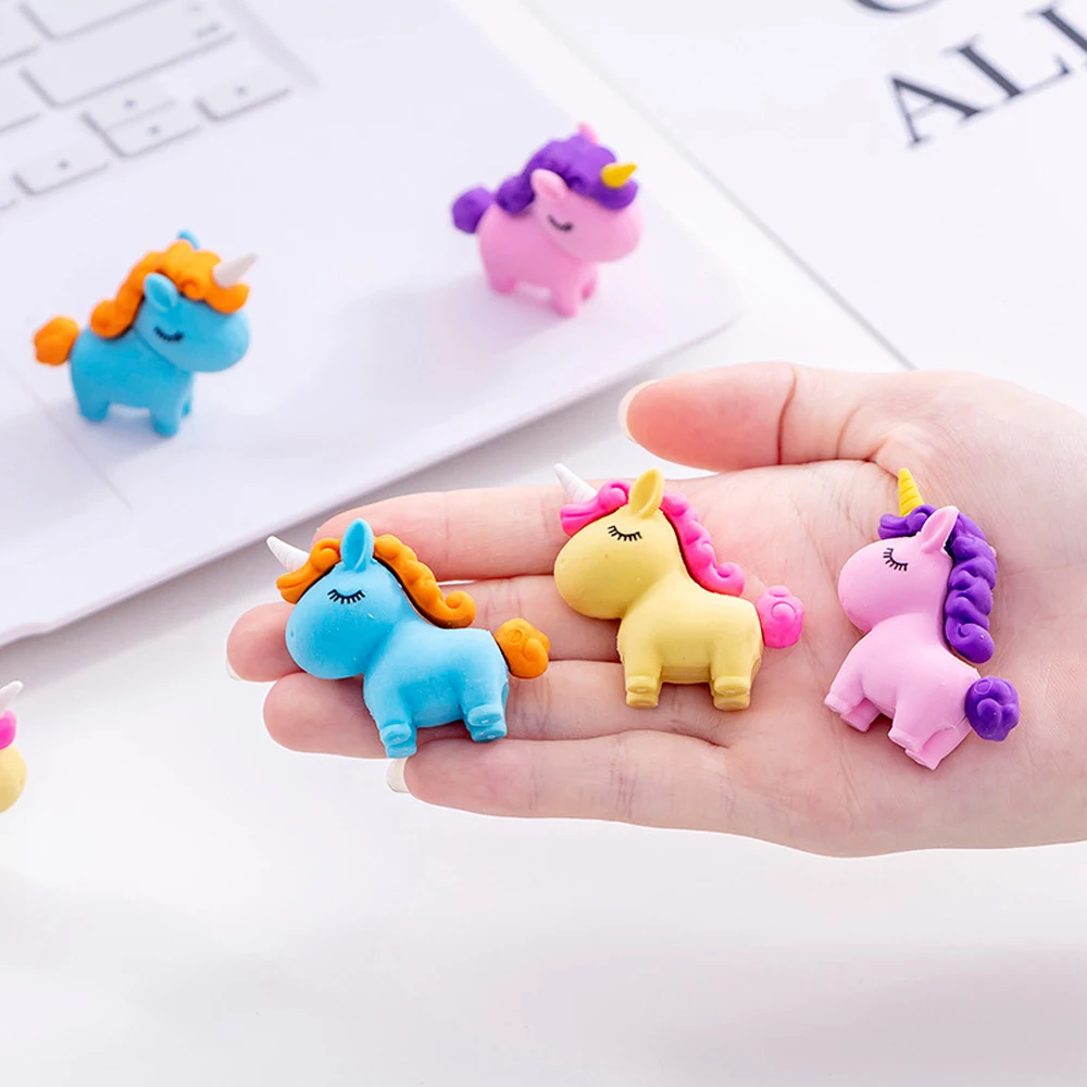 3Pcs/Pack Slightly Fat Unicorn Eraser Rubber Eraser Primary Student Prizes Promotional Gift Erasers School Stationery