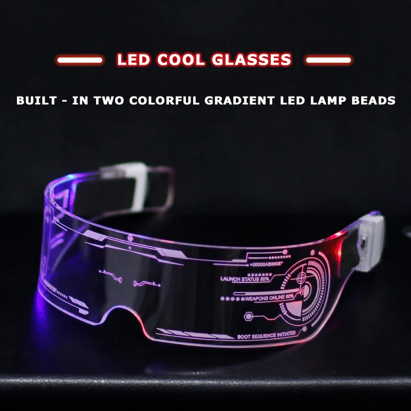 LED luminous glasses Halloween party bar music festival cross net red acrylic disco colorful luminous glasses