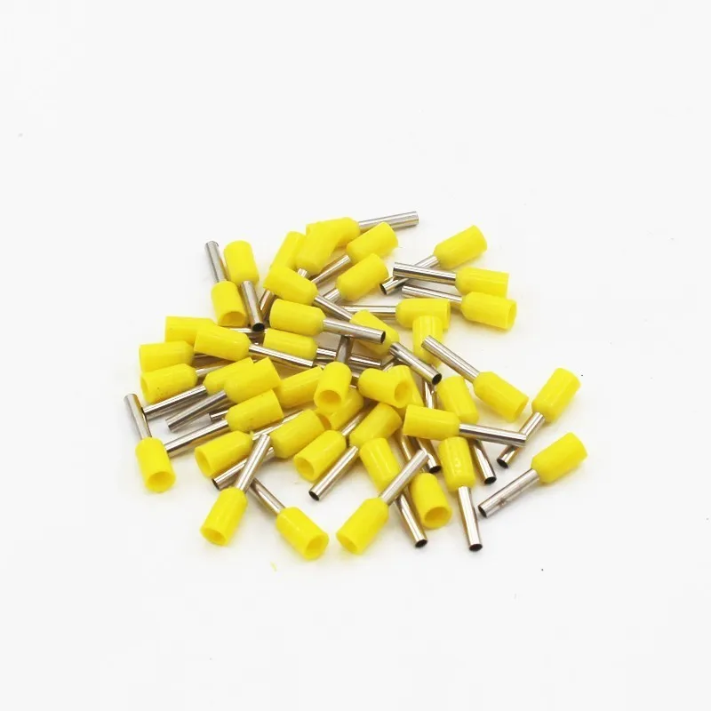 100pcs/Pack E0508 E7508 E1008 E1508 E2508 Insulated Ferrules Terminal Block Cord End Wire Connector Electrical Crimp Terminator