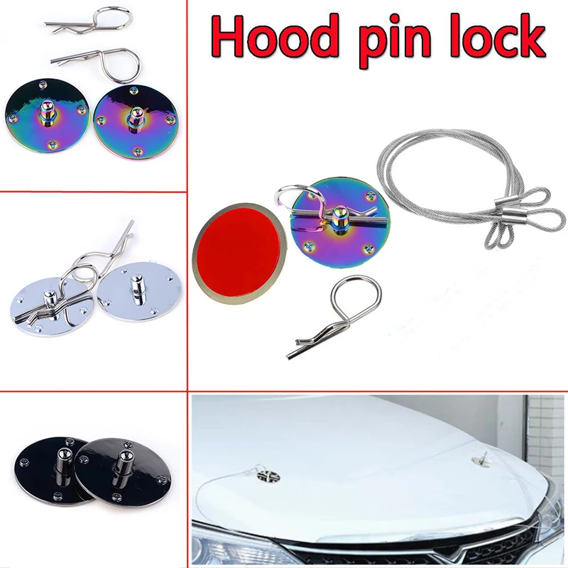 Universal Car Front Bonnet Hood Pin Quick Release Latch Kit  Aluminum Without Drilling Fit For Racing Car Modified Accessories